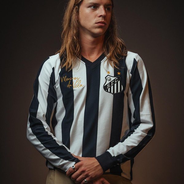 Camisa Santos Retrô 1978 Manga Longa Listrada Masculina
