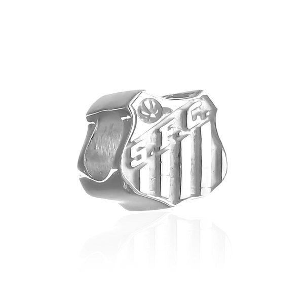Berloque Prata 925 Separador Escudo Santos FC Oficial Compatível Pulseiras Estilo Pandora