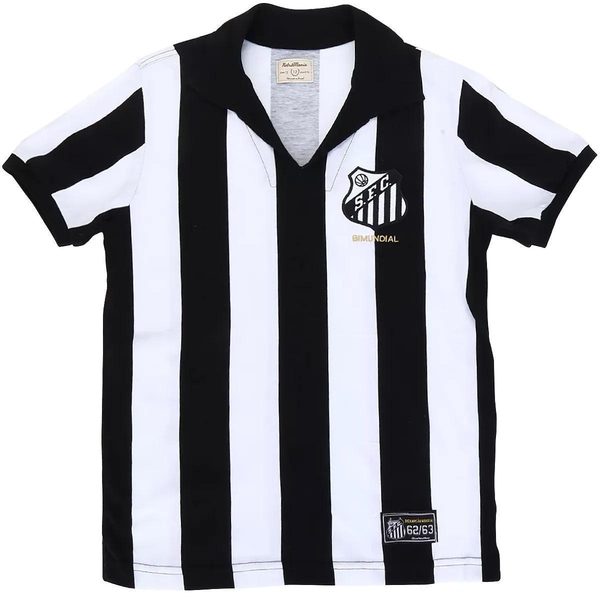 Camisa Santos Bi Mundial Retrô Listrada 62/63 Juvenil