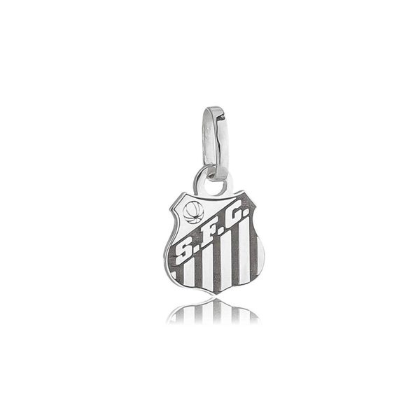 Pingente Prata 925 Santos FC Escudo P Oficial Torcedor Time Futebol Licenciado Compatível Correntes